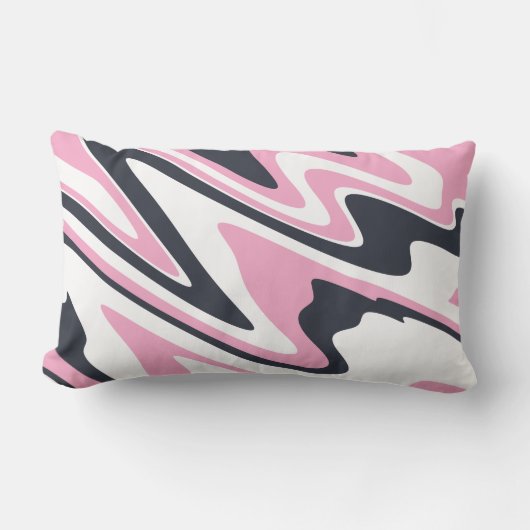 エレガントなピンク、濃紺および白の大理石は見ます ランバークッション (正面)