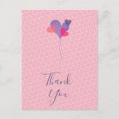 エレガントなピンク 青 紫 風船 ハート ミニマリスト ポストカード (正面)