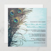 エレガントなピーコックの羽根を使ったシンプルな結婚式の招待状 招待状 (正面/裏面)