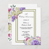 エレガントなピーコックの花の50周年招待状 招待状 (正面/裏面)