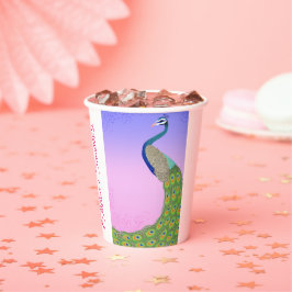 エレガントなピーコックテーマのブライズシャワーパーティー用品 紙コップ
