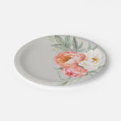 エレガントなピーチとアイボリーの水彩花模様 ペーパープレート (アングル)