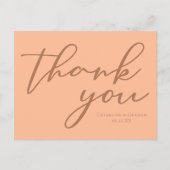 エレガントなピーチのサマーウェディング オーダーメイド感謝カード ポストカード (正面)