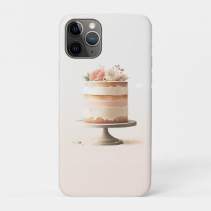 エレガントなピーチピンクの花柄のケーキ キッチン バーカリー iPhone 11 PROケース