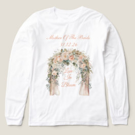 エレガントなピーチフラワーのウェディングロングスリーブTシャツ トライブレンドTシャツ