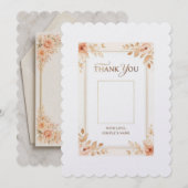 エレガントなピーチフラワーの結婚式御礼カード – ミニ サンキューカード (正面/裏面)