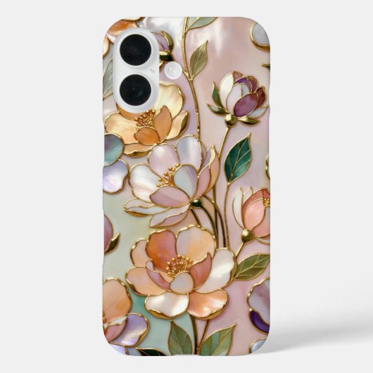 エレガントなピーチフラワーステンドグラススマホケース Case-Mate iPhoneケース (裏面)
