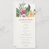 エレガントなピーチブラッシュ ボホ トロピカル フラワープログラム 招待状 (正面)