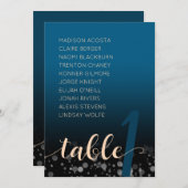 エレガントなピーチ オーシャンブルー ウェディング 席次表 招待状 (正面/裏面)