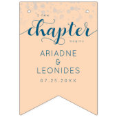 エレガントなピーチ オーシャンブルー ウェディング 新たな章 バンティングフラッグ (第2の旗)