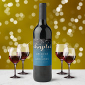 エレガントなピーチ オーシャンブルー ウェディング 新たな章 ワインラベル