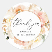 エレガントなピーチ、クリーム、ブラッシュ フラワーフェイバー ラウンドシール (正面)