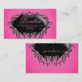 エレガントなファッションのジュエリーのピンクの黒のダマスク織 名刺 (正面/裏面)