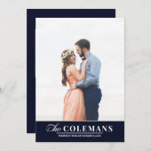 エレガントなファミリー ネーム ブルー | ホリデー 縦写真 シーズンカード (正面/裏面)