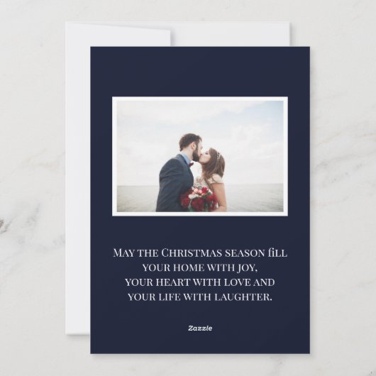 エレガントなファミリー ネーム ブルー | ホリデー 縦写真 シーズンカード (裏面)