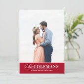 エレガントなファミリー ネーム レッド | ホリデー 縦写真 シーズンカード (スタンド正面)