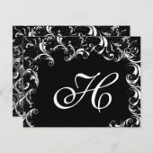 エレガントなファンシー スワール ウェディング 招待状 (正面/裏面)