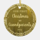 エレガントなファーストクリスマス ゴールドリース セラミックオーナメント (正面)