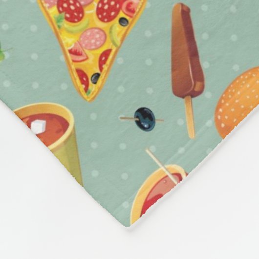 エレガントなファースト・フードパターン フリースブランケット (角)