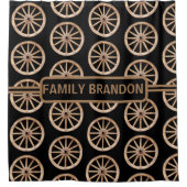 エレガントなファームハウススタイルの素朴な昔ながらのファミリーネーム シャワーカーテン (正面)