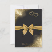 エレガントなフィリグリー ブラック ゴールド ウェディング サンクス カード (裏面)