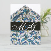 エレガントなフィレンツェ風青金色花モノグラム 招待状 (スタンド正面)