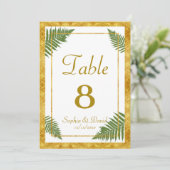 エレガントなフェアリーの葉のゴールドフォイル結婚式 テーブルナンバー (スタンド正面)