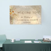 エレガントなフェスティブゴールドボホーフラワーウェディング 横断幕 (トレードショー)