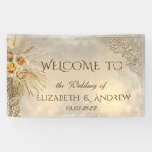 エレガントなフェスティブゴールドボホーフラワーウェディング 横断幕 (横)