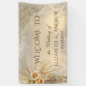 エレガントなフェスティブゴールドボホーフラワーウェディング 横断幕 (縦)