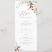 エレガントなフェスティブ フローラル ホリデー ウィンター ウェディング メニュー (正面)