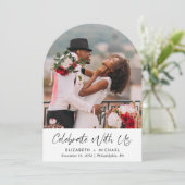 エレガントなフォトアーチの結婚式の披露宴 招待状 (スタンド正面)