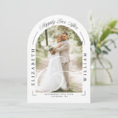 エレガントなフォトアーチ カリグラフィー ウェディング レセプション 招待状 (スタンド正面)