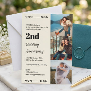エレガントなフォトコラージュ 結婚記念日 招待状