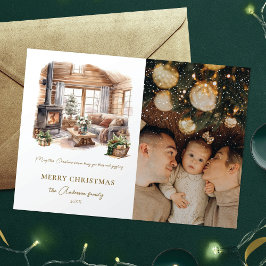 エレガントなフォトコージーホームクリスマス シーズンポストカード