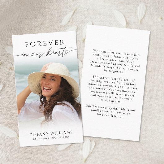 エレガントなフォト葬儀メモリアルカード 永遠のハート祈りのカード 名刺