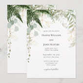 エレガントなフォレストグリーンとゴールドのウェディング 招待状 (正面/裏面)