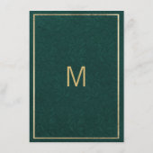 エレガントなフォレストグリーンゴールドの花柄レース レジストリー エンクロージャーカード (裏面)