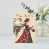 エレガントなフォレストコアクリスマスフェアリーホリデー シーズンポストカード (スタンド正面)