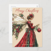 エレガントなフォレストコアクリスマスフェアリーホリデー シーズンポストカード (正面/裏面)