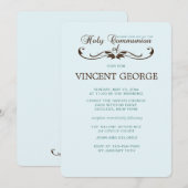 エレガントなフォントの聖体拝領招待状 招待状 (正面/裏面)