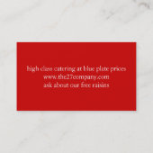 エレガントなフォークのナイフのスプーンの銀器のシェフのケータリング 名刺 (裏面)