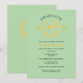 エレガントなフォーマルなラウレルリースゴールドキャップパーティー 招待状 (正面/裏面)