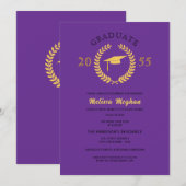 エレガントなフォーマルなラウレルリースゴールドキャップパーティー 招待状 (正面/裏面)