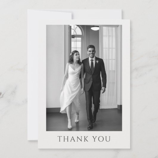 エレガントなフォーマルウェディングフォトモノグラム感謝カード サンキューカード (正面)