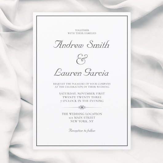 エレガントなフォーマルウェディング伝統的 招待状