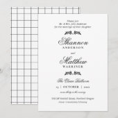 エレガントなフォーマルブラックホワイトの招待状 招待状 (正面/裏面)