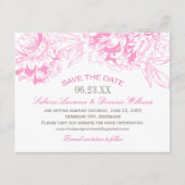 エレガントなフクシアピンクとグレーの花モモのウェディング セーブザデート (正面)