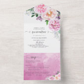 エレガントなフクシア、ホットピンクのキニンセラ オールインワン招待状 (内側)