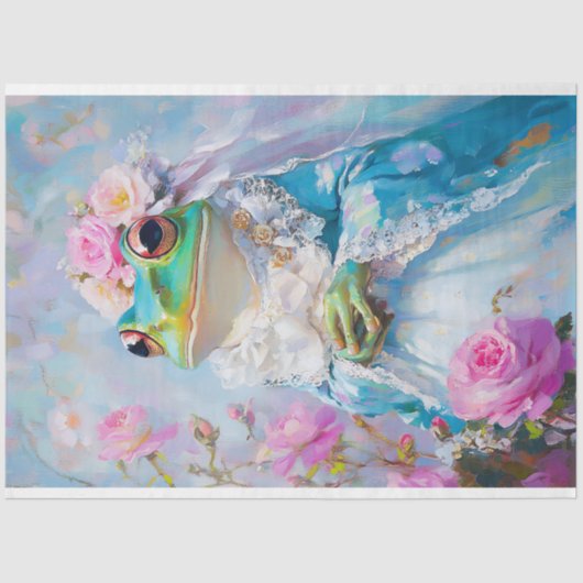 エレガントなフクロウの花嫁イラストのデコパージュ 薄葉紙 (正面)